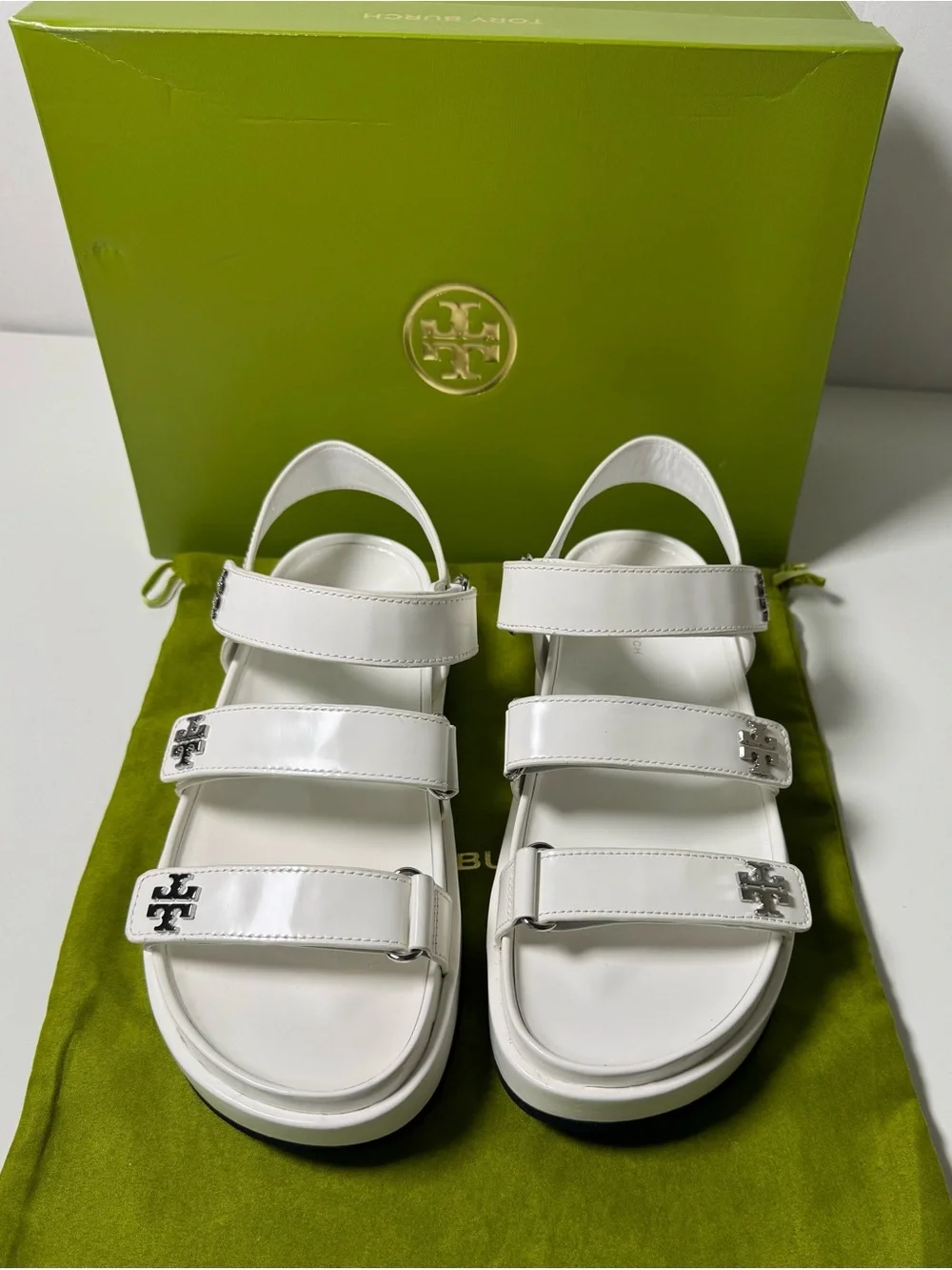 Tory Burch Kira Triple Strap Sandal Cloud Womens 10.5 NWT Box & Dustbag